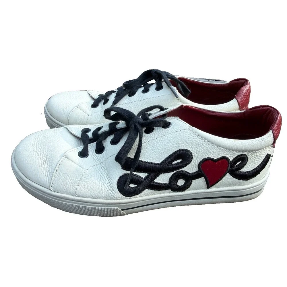 Brighton Love Me White Leather Sneakers Heart Size 7 M